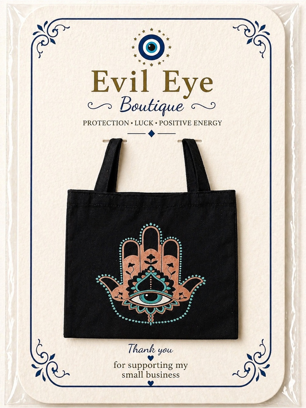 Black Hamsa Canvas Tote Bag